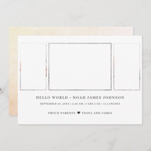 Fotogeboorte Modern 3 Aankondiging (Voorkant / Achterkant)