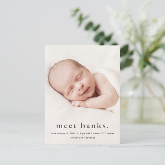 Fotogeboorte Modern Baby 3 Aankondigingskaart (Staand voorkant)