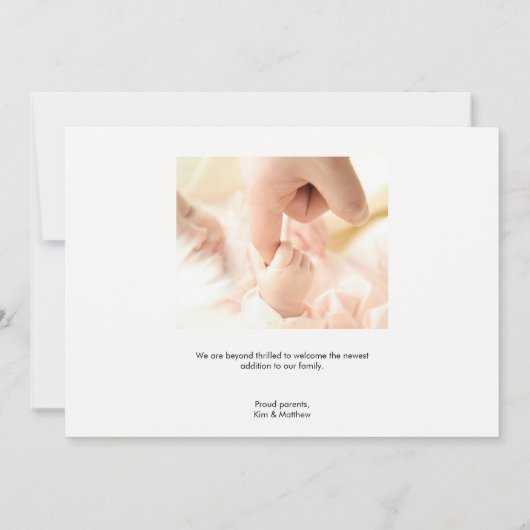 Fotogeboorte van baby Girl Aankondiging (Achterkant)