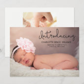 Fotogeboorte van baby Girl Aankondiging (Voorkant / Achterkant)