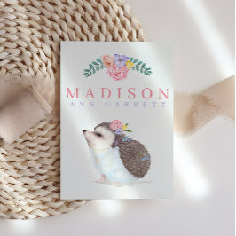 Fotogeboorte van Cute Hedegel roze baby girl Aankondiging