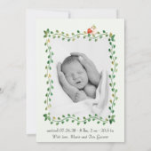 Fotogeboorte van een kleine jongen met een teefje aankondiging (Achterkant)