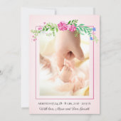 Fotogeboorte van een meisje met roze vos aankondiging (Achterkant)