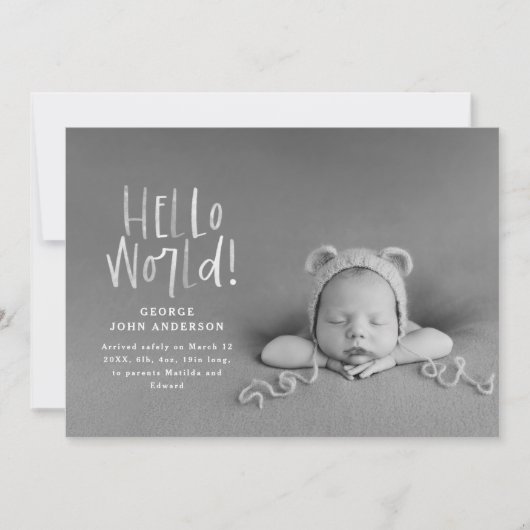 Fotogeboorte van een moderne, minimale chic-typogr aankondiging (Voorkant)