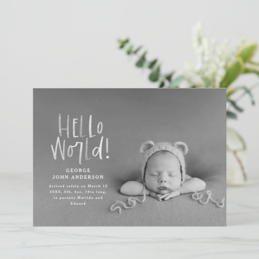 Fotogeboorte van een moderne, minimale chic-typogr aankondiging (Staand voorkant)