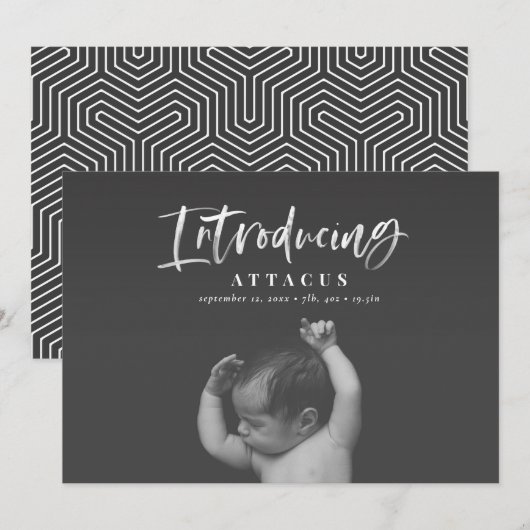 Fotogeboorte van het waterverf script aankondiging (Voorkant / Achterkant)