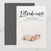 Fotogeboorte van het waterverf script aankondiging (Voorkant / Achterkant)