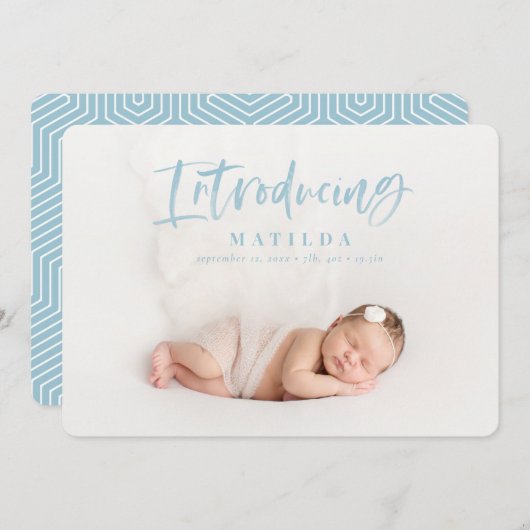 Fotogeboorte van het waterverf script aankondiging (Voorkant / Achterkant)