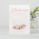 Fotogeboorte van het waterverf script aankondiging (Staand voorkant)