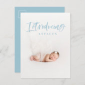 Fotogeboorte van het waterverf script aankondigingskaart (Voorkant / Achterkant)