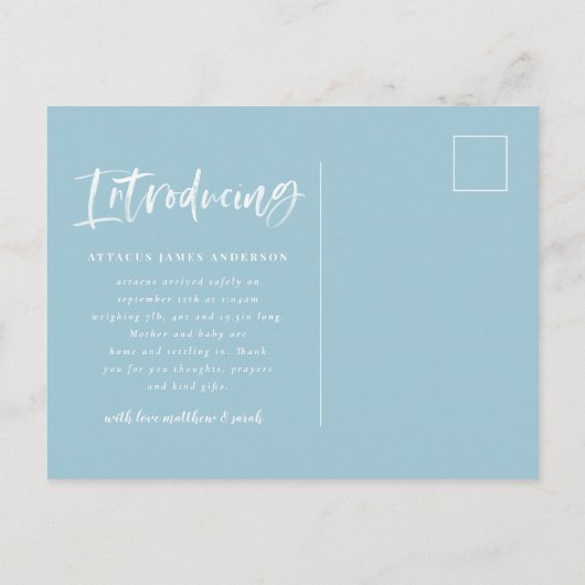 Fotogeboorte van het waterverf script aankondigingskaart (Achterkant)