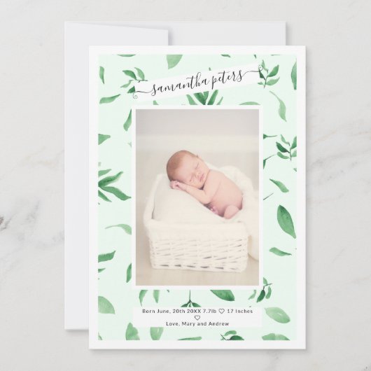 Fotogeboorte van lijst met baby aankondiging (Voorkant)