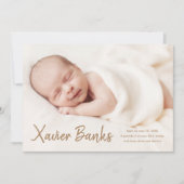 Fotogeboorte van modern script Baby Aankondiging (Voorkant)