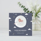 Fotogeboorte van moon, ster en cloud aankondiging (Staand voorkant)