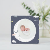 Fotogeboorte van moon, ster en cloud aankondiging (Staand voorkant)