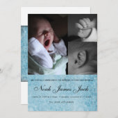 Fotogeboorteaankondiging babyjongen aankondiging (Voorkant / Achterkant)