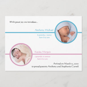 Fotogeboorteaankondiging Siblings Two Aankondiging