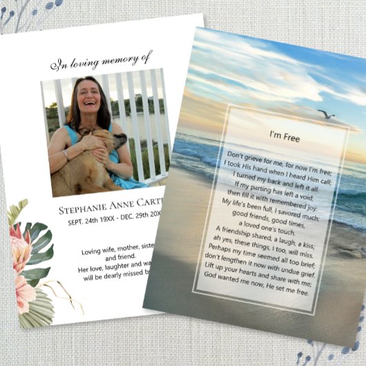 Fotogedenkteken Ik ben gratis gebedskaart Visitekaartje