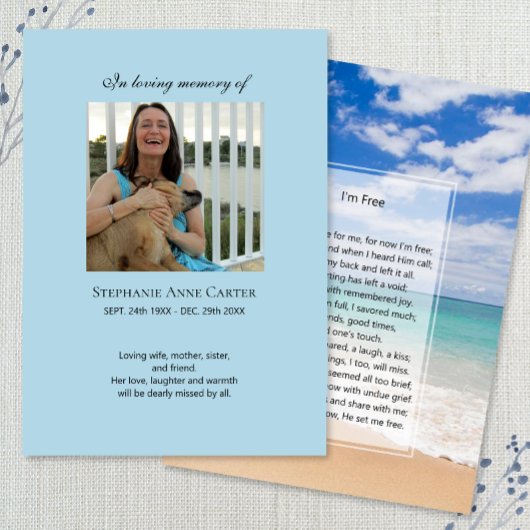 Fotogedenkteken Ik ben gratis gebedskaart Visitekaartje