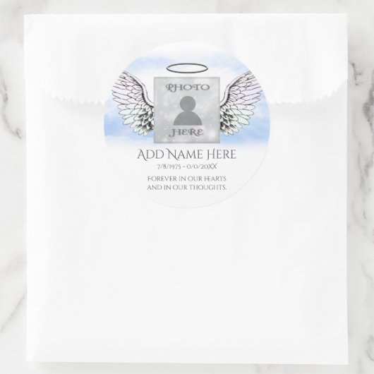 Fotogedenkteken toevoegen ronde sticker (Tas)