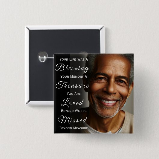 Fotogedenkteken toevoegen vierkante button 5,1 cm (Voorkant /achterkant)