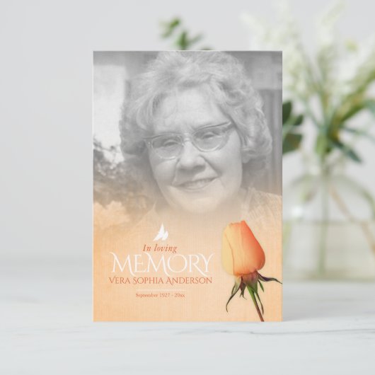 Fotogedicht voor oranje roos (Staand voorkant)