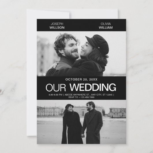 Fotogenieke film poster bruiloft modern minimalist kaart (Voorkant)