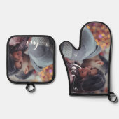 Fotogeschenk Liefde Script Ovenwant & Pannenlap Set (Voorkant)