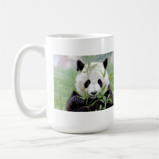 Fotogigant panda. Panda-wedstrijd. Koffiemok