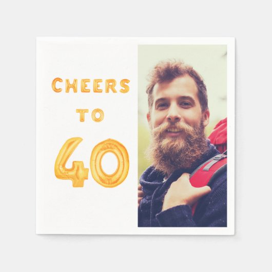 Fotogouden ballonkasten op 40e verjaardag servet (Voorkant)