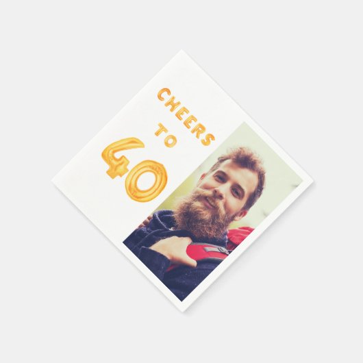 Fotogouden ballonkasten op 40e verjaardag servet (Hoek)