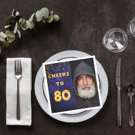 Fotogouden ballonnen blauw op het 80ste verjaardag servet