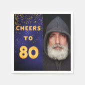 Fotogouden ballonnen blauw op het 80ste verjaardag servet (Voorkant)