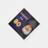 Fotogouden ballonnen blauw op het 80ste verjaardag servet (Hoek)