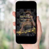 Fotogouden muzieknoten op feestdag luxe kaart