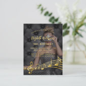 Fotogouden muzieknoten uitnodiging op feestdag (Staand voorkant)