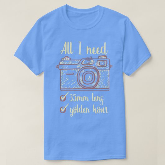Fotograaf 35 mm cameralens t-shirt (Design voorkant)
