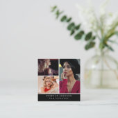 Fotograaf 3 Foto's QR Code Social Media Icons Vierkante Visitekaartje (Staand voorkant)