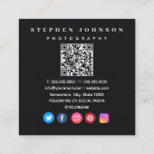 Fotograaf 4 Foto's QR Code Social Media Icons Vierkante Visitekaartje (Achterkant)
