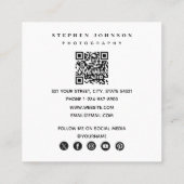 Fotograaf 4 Foto's QR Code Social Media Icons Vierkante Visitekaartje (Achterkant)