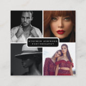 Fotograaf 4 Foto's QR Code Social Media Icons Vierkante Visitekaartje (Voorkant)