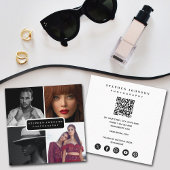 Fotograaf 4 Foto's QR Code Social Media Icons Vierkante Visitekaartje