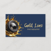 Fotograaf Abstract Gold Lens Navy Fotografie Visitekaartje (Voorkant)