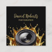 Fotograaf Abstract Gouden Camera Lens Fotografie Vierkante Visitekaartje (Voorkant)