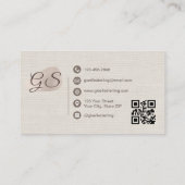 Fotograaf Beige Linnen Moderne Elegante QR Code Visitekaartje (Achterkant)