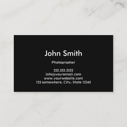 Fotograaf Bevroren camera Lens Fotografie Visitekaartje (Achterkant)