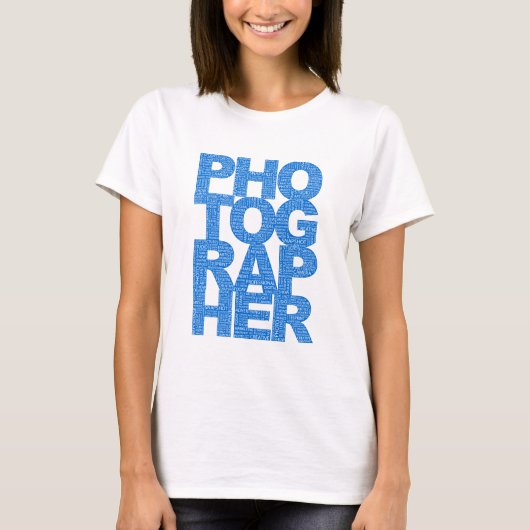 Fotograaf - Blauwe tekst T-shirt (Voorkant)