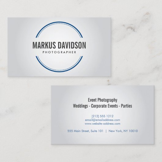 Fotograaf Blue Camera Lens Visitekaartje (Voorkant / Achterkant)