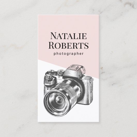 Fotograaf Blush roze camera fotografie Visitekaartje (Voorkant)