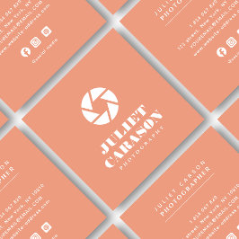 Fotograaf Bold Typography Peach Pink Vierkante Visitekaartje